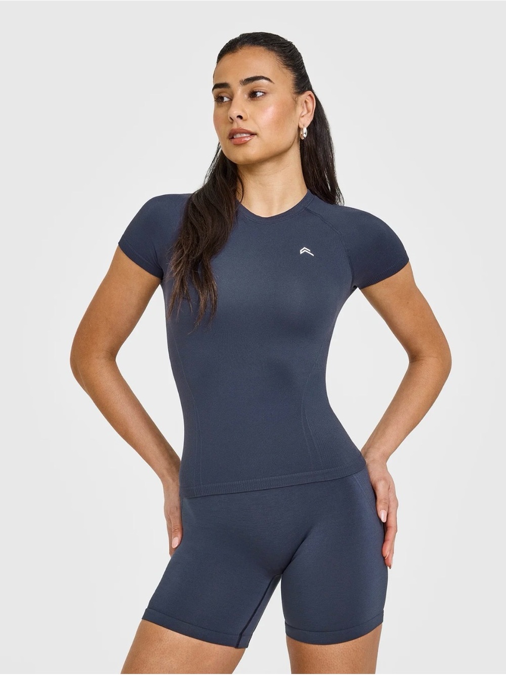 Oner Active Go To Seamless Black Fitted Top in True Blue